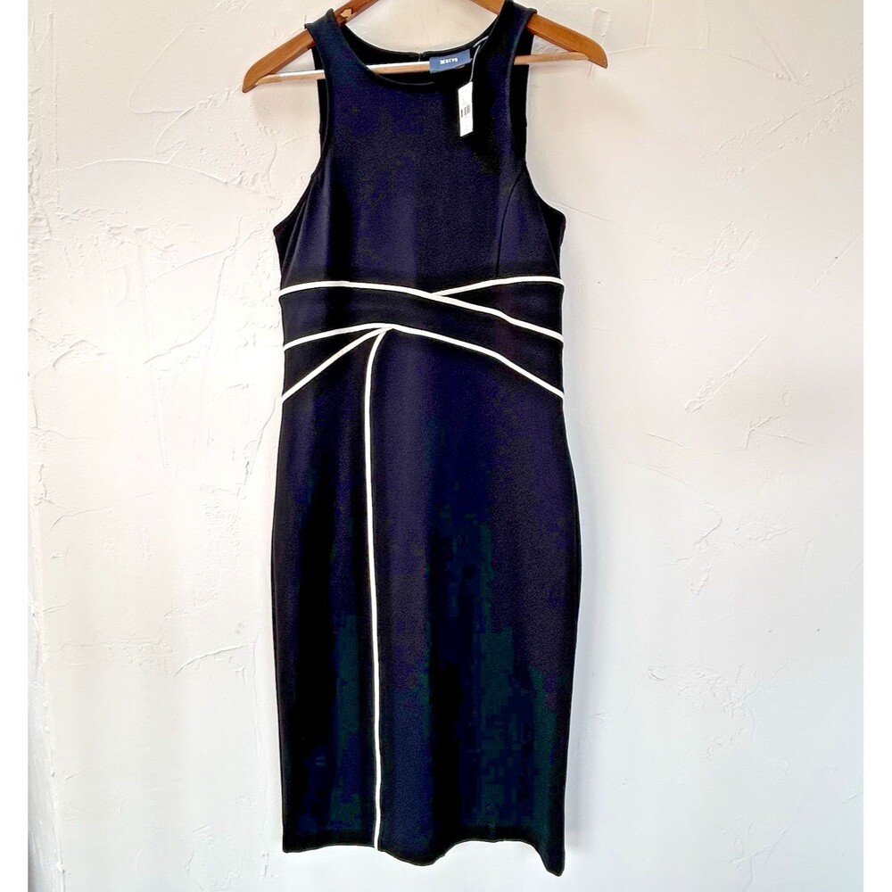 NWT Maeve Anthropologie Black White Piping Sheath Dress Sleeveless Size 10